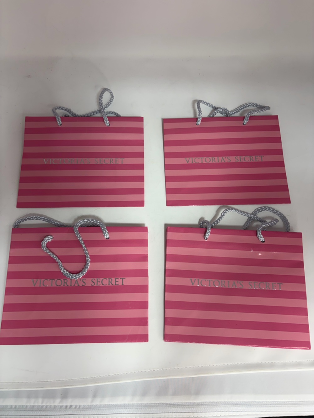 Victoria's Secret Pink Stripe Paper Small Shopping Gift Bag Set of 4